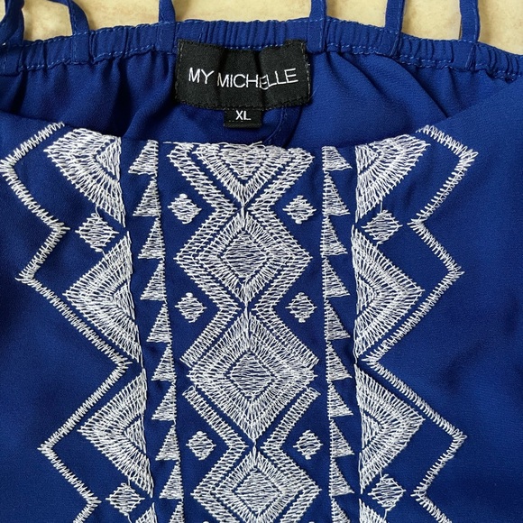 Boho Embroidered Tulip Back Strappy Tank Top - Picture 4 of 5